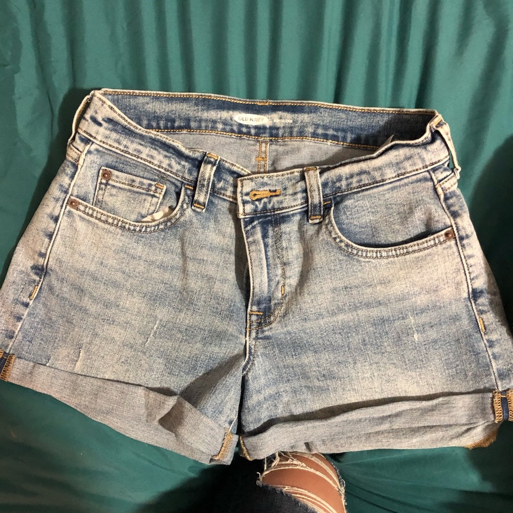 Light wash jean shorts